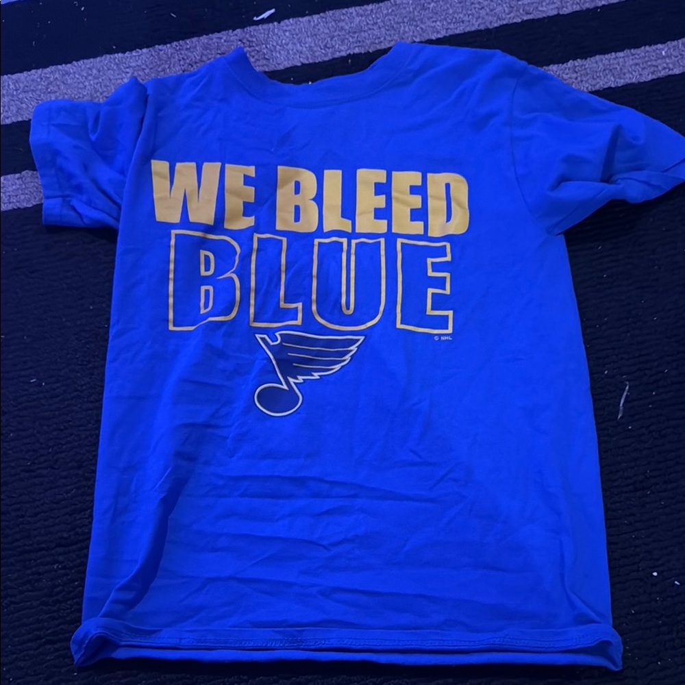 Blue Graphic T-Shirt with Yellow Print